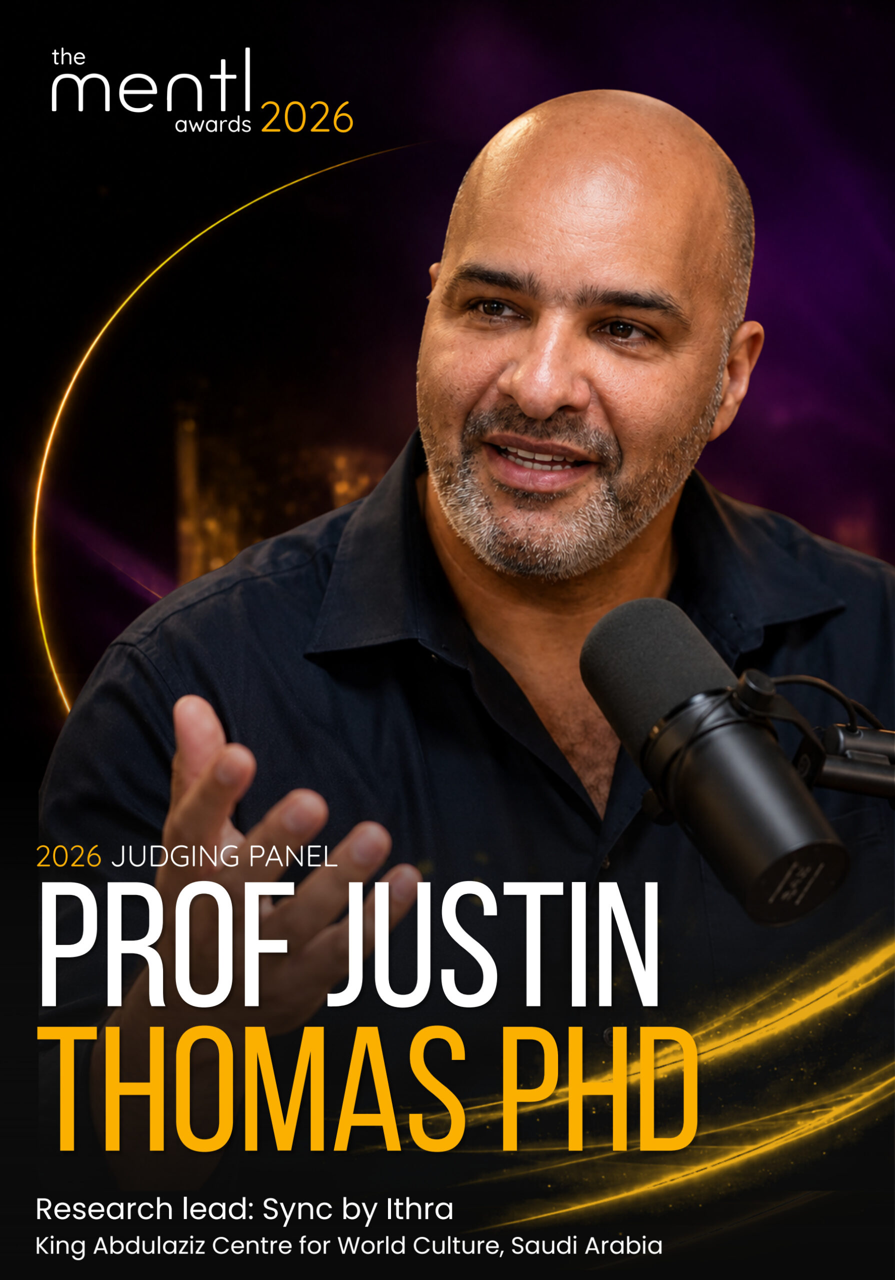 Prof Justin Thomas ,  mentl awards 2026 judging panel