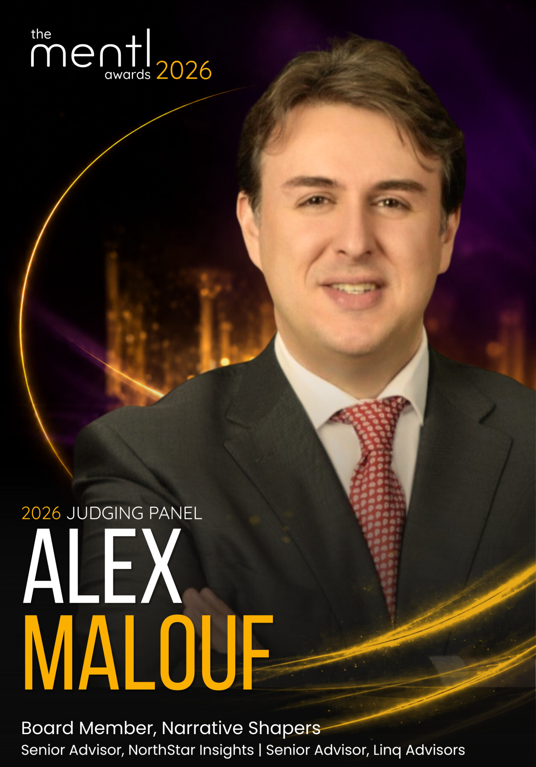 Alex Malouf ,  mentl awards 2026 judging panel