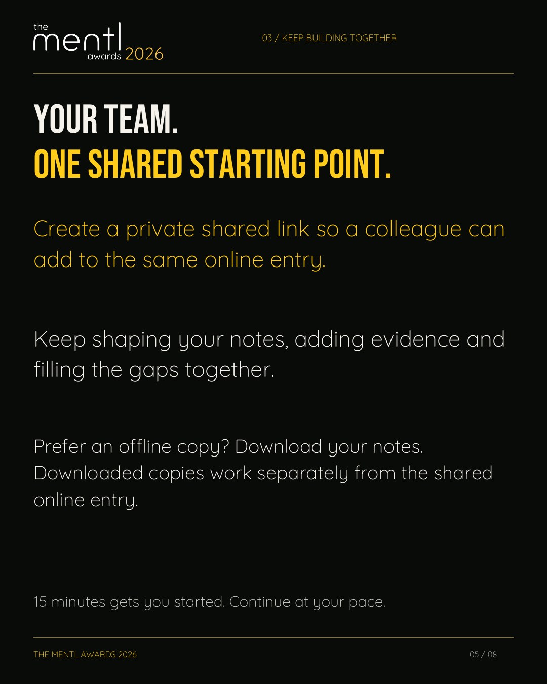 Collaborate through one private shared link.