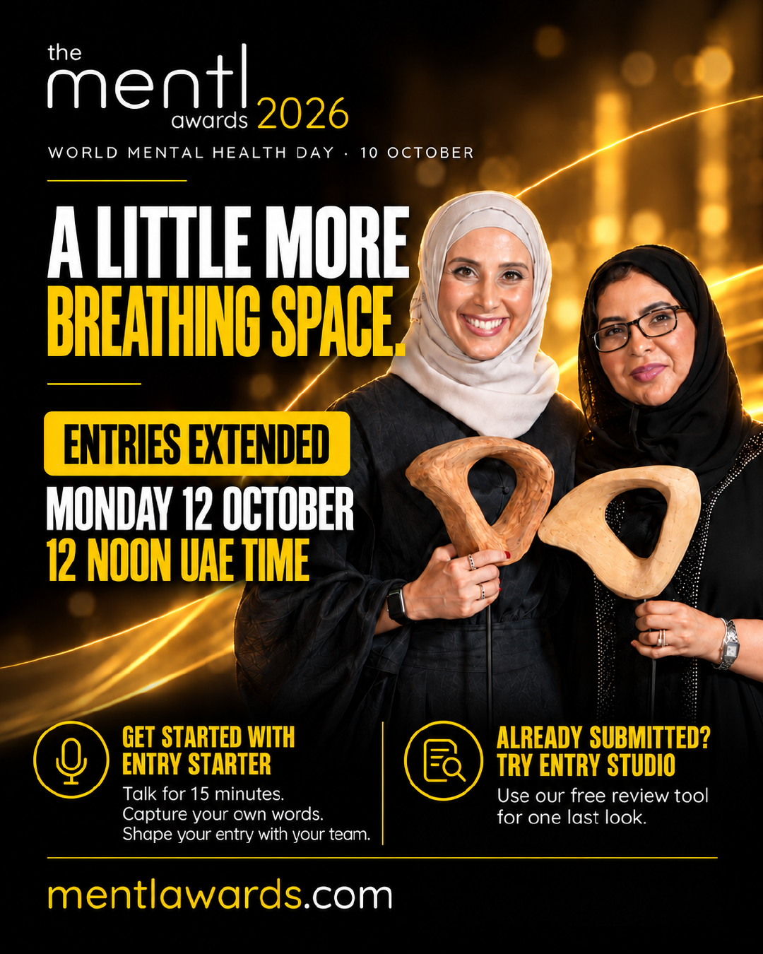 A little more breathing space: entries extended to noon UAE time, Monday 12 October