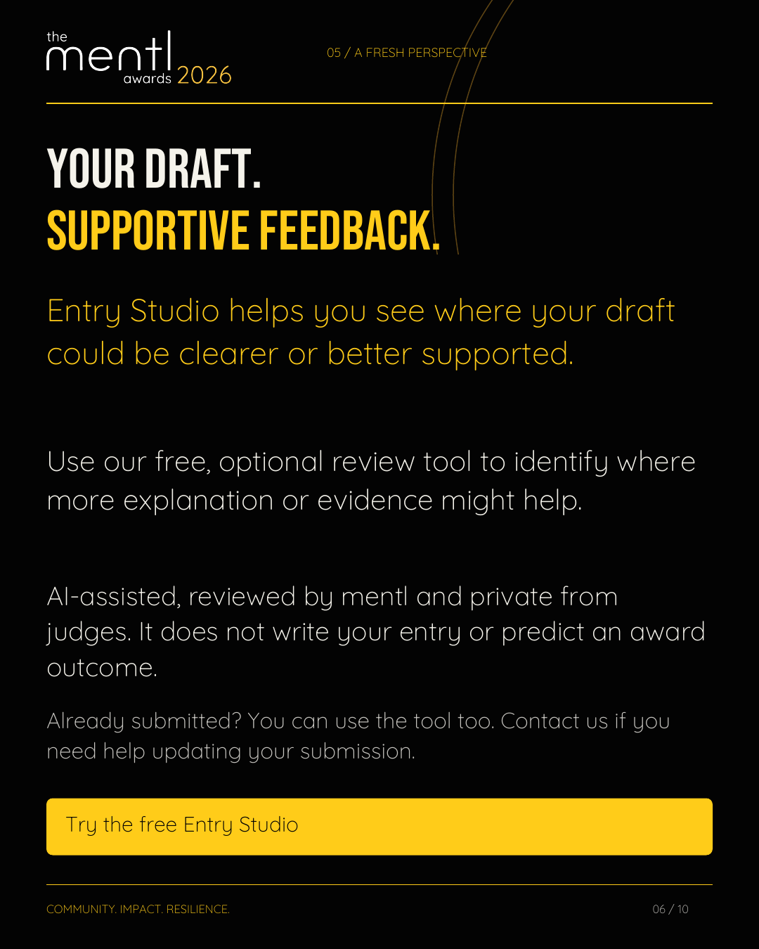 Entry Studio: supportive feedback on your own draft