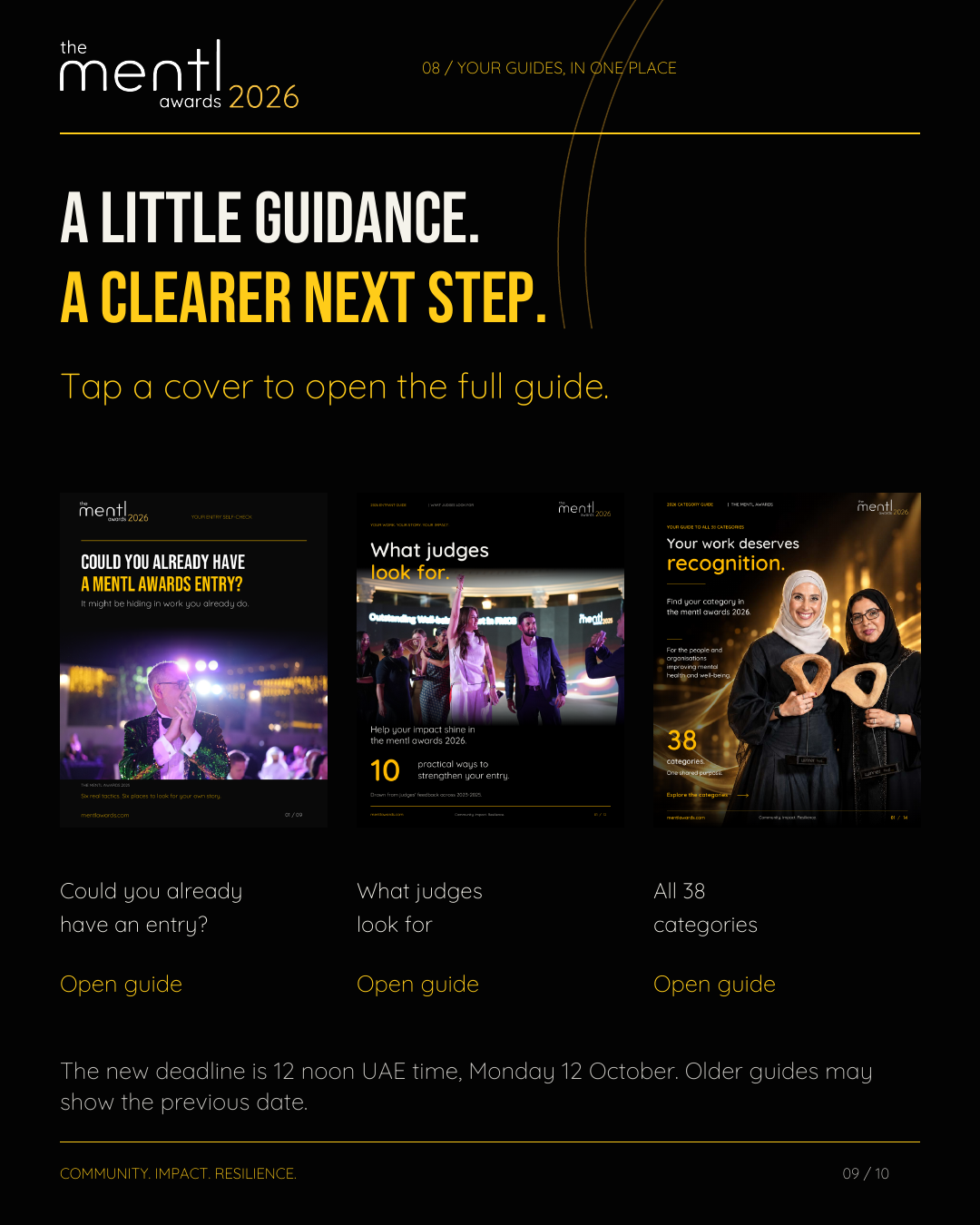 Three guides to support your entry
